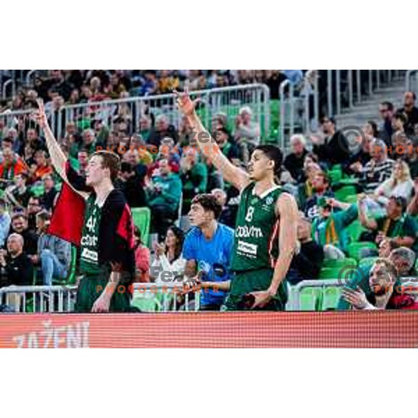 Ziga Daneu and Cameron Houindo during AdmiralBet ABA League 2025/2026 basketball match between Cedevita Olimpija (SLO) and Vienna (AUT) in SRC Stozice, Ljubljana, Slovenia on November 9, 2025
