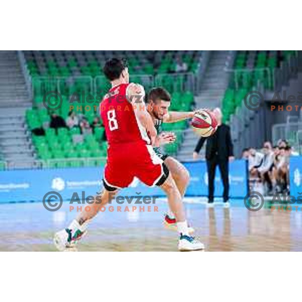 Aleksej Nikolic in action during AdmiralBet ABA League 2025/2026 basketball match between Cedevita Olimpija (SLO) and Vienna (AUT) in SRC Stozice, Ljubljana, Slovenia on November 9, 2025.