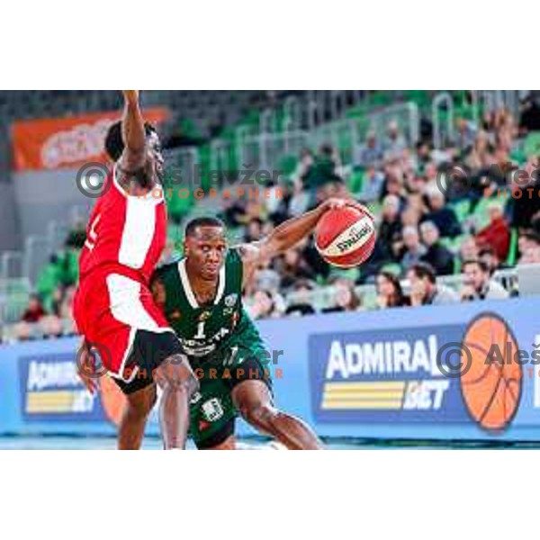 Umoja Gibson in action during AdmiralBet ABA League 2025/2026 basketball match between Cedevita Olimpija (SLO) and Vienna (AUT) in SRC Stozice, Ljubljana, Slovenia on November 9, 2025.