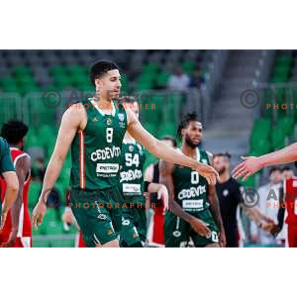Cameron Houindo in action during AdmiralBet ABA League 2025/2026 basketball match between Cedevita Olimpija (SLO) and Vienna (AUT) in SRC Stozice, Ljubljana, Slovenia on November 9, 2025.