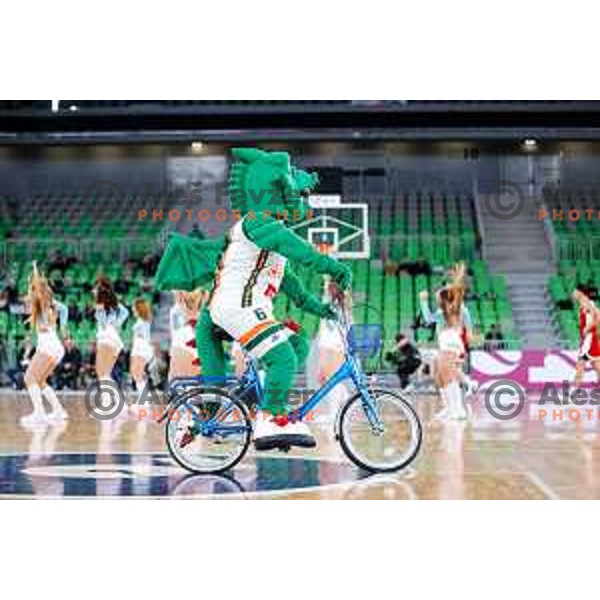 Oli the Dragon during AdmiralBet ABA League 2025/2026 basketball match between Cedevita Olimpija (SLO) and Vienna (AUT) in SRC Stozice, Ljubljana, Slovenia on November 9, 2025.