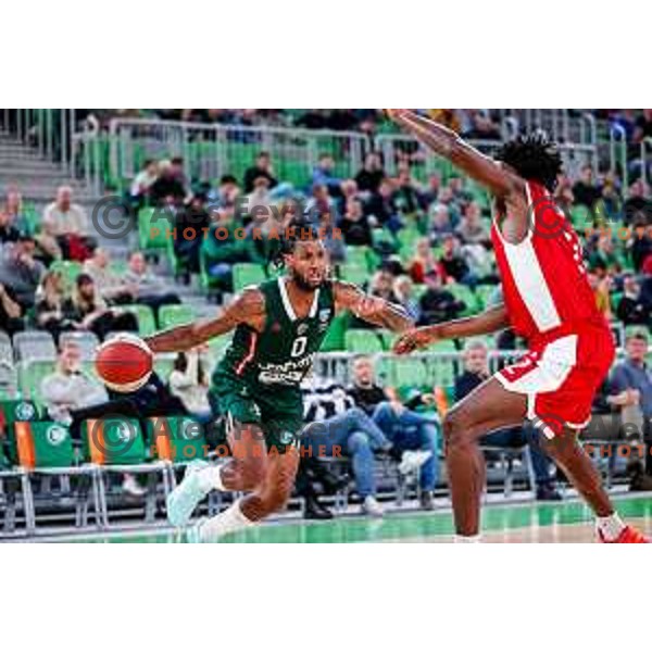DJ Stewart in action during AdmiralBet ABA League 2025/2026 basketball match between Cedevita Olimpija (SLO) and Vienna (AUT) in SRC Stozice, Ljubljana, Slovenia on November 9, 2025.