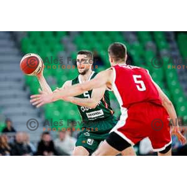 Aleksej Nikolic in action during AdmiralBet ABA League 2025/2026 basketball match between Cedevita Olimpija (SLO) and Vienna (AUT) in SRC Stozice, Ljubljana, Slovenia on November 9, 2025.