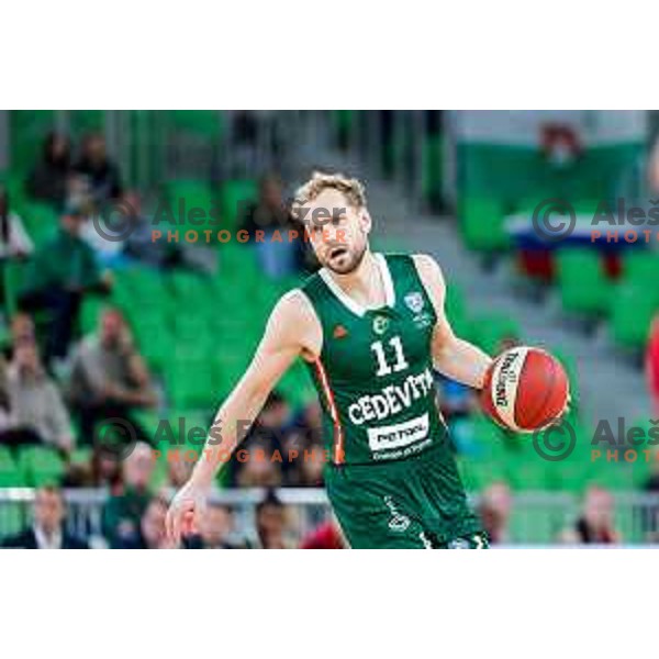 Jaka Blazic in action during AdmiralBet ABA League 2025/2026 basketball match between Cedevita Olimpija (SLO) and Vienna (AUT) in SRC Stozice, Ljubljana, Slovenia on November 9, 2025.