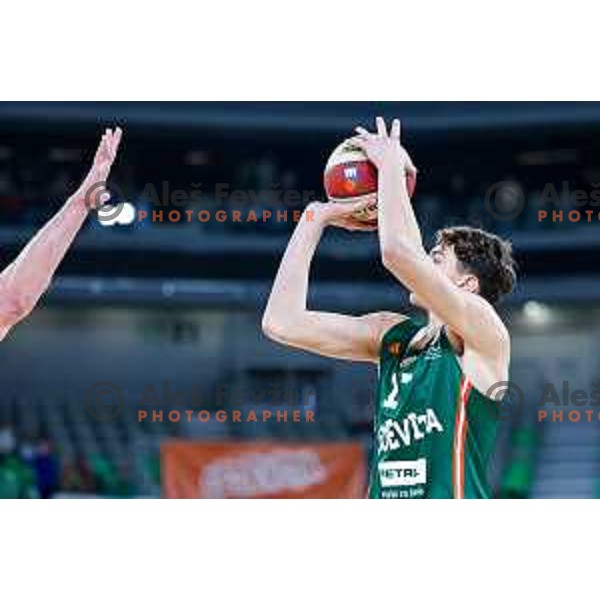 Jaka Ciperle in action during AdmiralBet ABA League 2025/2026 basketball match between Cedevita Olimpija (SLO) and Vienna (AUT) in SRC Stozice, Ljubljana, Slovenia on November 9, 2025.