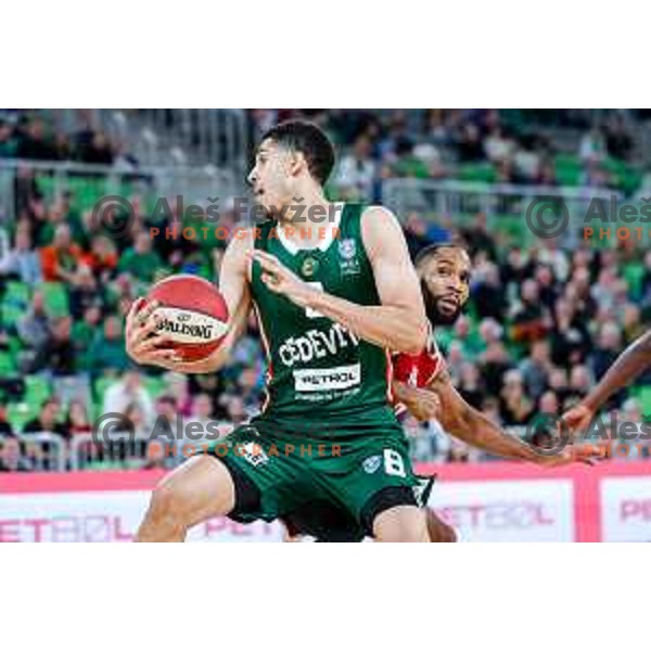 Cameron Houindo in action during AdmiralBet ABA League 2025/2026 basketball match between Cedevita Olimpija (SLO) and Vienna (AUT) in SRC Stozice, Ljubljana, Slovenia on November 9, 2025.