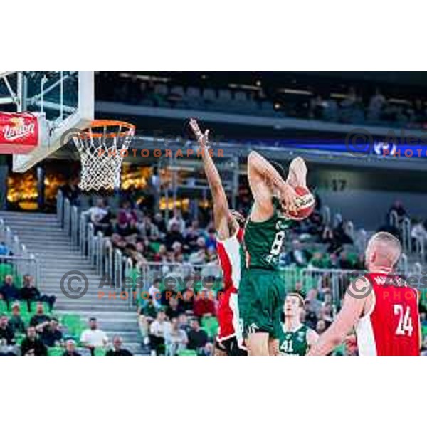 Cameron Houindo in action during AdmiralBet ABA League 2025/2026 basketball match between Cedevita Olimpija (SLO) and Vienna (AUT) in SRC Stozice, Ljubljana, Slovenia on November 9, 2025.