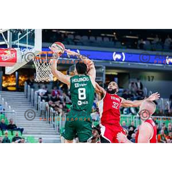 Cameron Houindo in action during AdmiralBet ABA League 2025/2026 basketball match between Cedevita Olimpija (SLO) and Vienna (AUT) in SRC Stozice, Ljubljana, Slovenia on November 9, 2025.