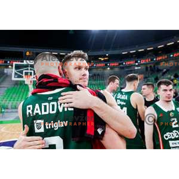 Rok Radovic and Gregor Glas during AdmiralBet ABA League 2025/2026 basketball match between Cedevita Olimpija (SLO) and Vienna (AUT) in SRC Stozice, Ljubljana, Slovenia on November 9, 2025
