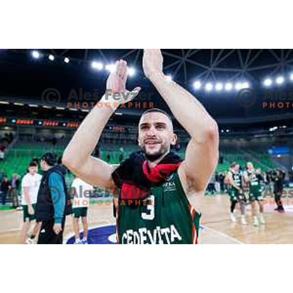 Rok Radovic in action during AdmiralBet ABA League 2025/2026 basketball match between Cedevita Olimpija (SLO) and Vienna (AUT) in SRC Stozice, Ljubljana, Slovenia on November 9, 2025