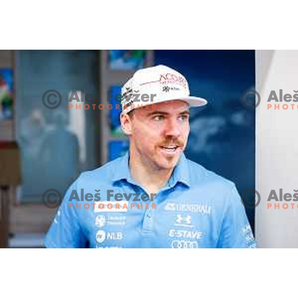 Miha Hrobat of Slovenia Alpine Speed team during press conference in Ljubljana, Slovenia on November 10, 2025