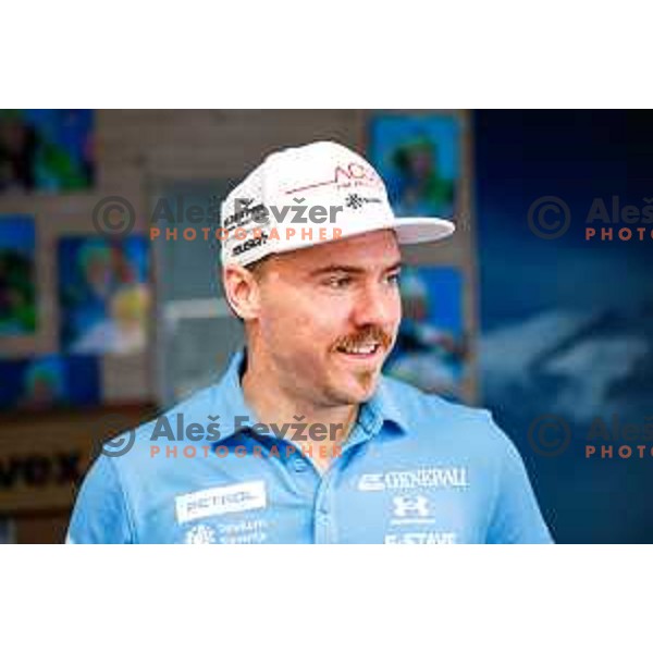 Miha Hrobat of Slovenia Alpine Speed team during press conference in Ljubljana, Slovenia on November 10, 2025
