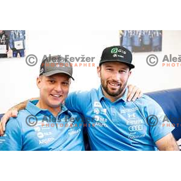 Nejc Naralocnik and Martin Cater of Slovenia Alpine Speed team during press conference in Ljubljana, Slovenia on November 10, 2025