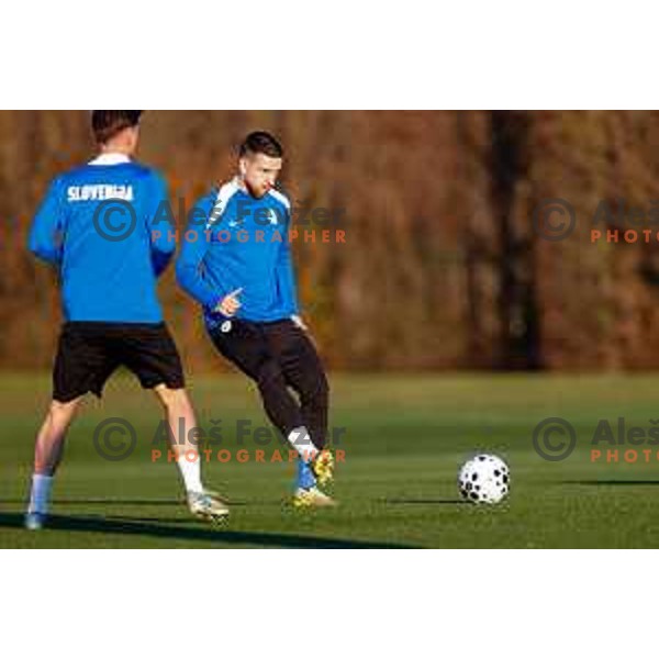 Zan Vipotnik of Slovenia Football team during practice session in NNC Brdo pri Kranju on November 10, 2025