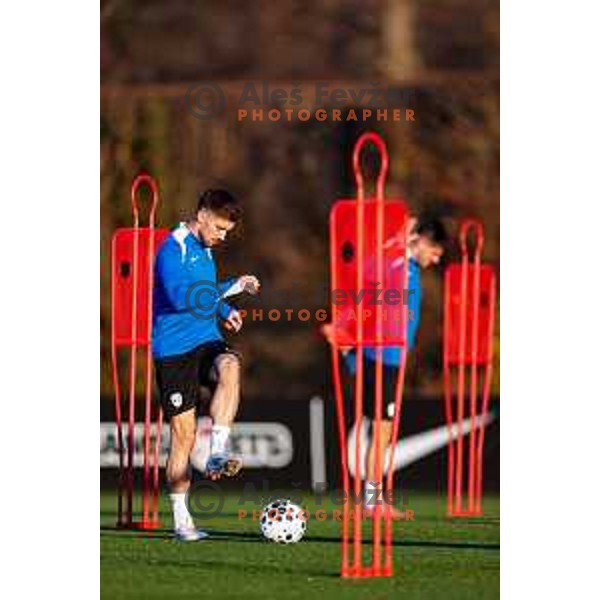 Adam Gnezda Cerin of Slovenia Football team during practice session in NNC Brdo pri Kranju on November 10, 2025