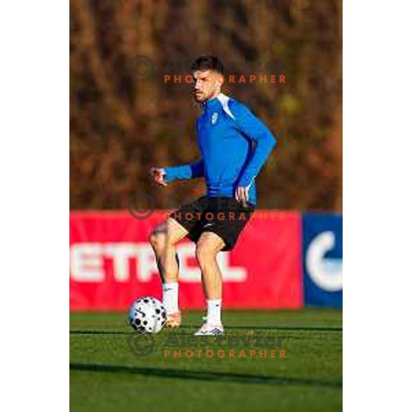 Adam Gnezda Cerin of Slovenia Football team during practice session in NNC Brdo pri Kranju on November 10, 2025