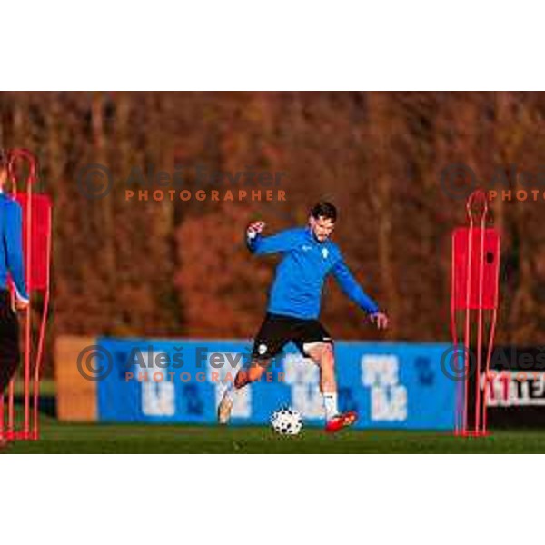 Petar Stojanovic of Slovenia Football team during practice session in NNC Brdo pri Kranju on November 10, 2025
