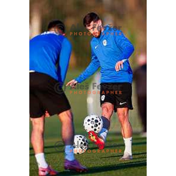 Petar Stojanovic of Slovenia Football team during practice session in NNC Brdo pri Kranju on November 10, 2025