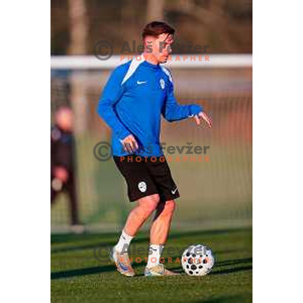 Benjamin Verbic of Slovenia Football team during practice session in NNC Brdo pri Kranju on November 10, 2025
