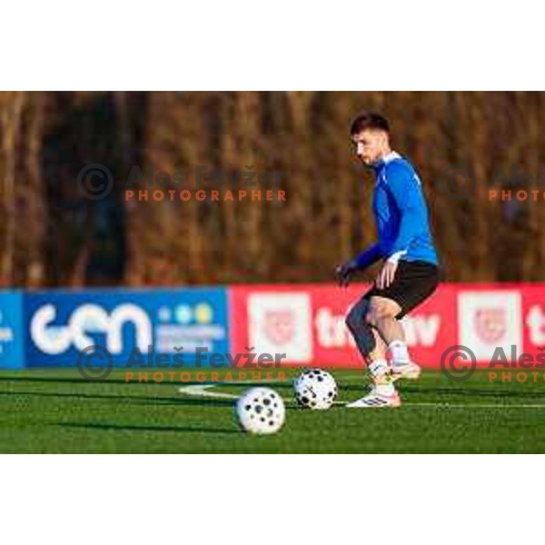 Adam Gnezda Cerin of Slovenia Football team during practice session in NNC Brdo pri Kranju on November 10, 2025