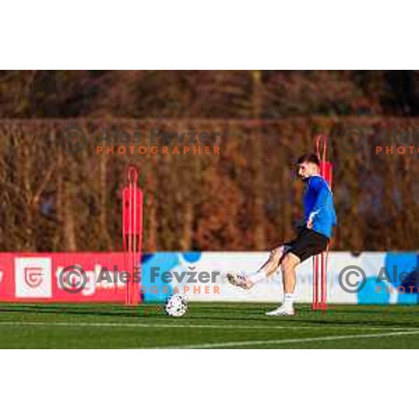 Adam Gnezda Cerin of Slovenia Football team during practice session in NNC Brdo pri Kranju on November 10, 2025