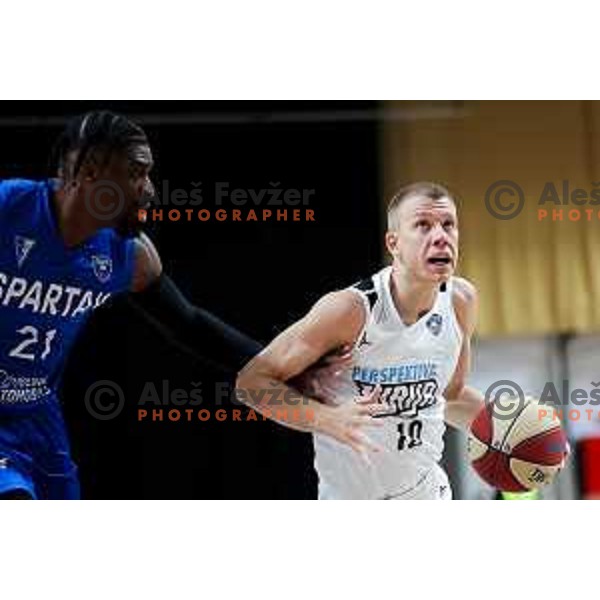 Ognjen Jaramaz of Perspektiva Ilirija in action during ABA League 2025/2026 basketball match between Perspektiva Ilirija (SLO) and Spartak Subotica (SRB) in Hala Tivoli, Ljubljana, Slovenia on November 10, 2025. Photo: Filip Barbalic