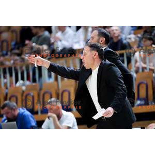 Assistant coach of Perspektiva Ilirija, Luka Bassin in action during ABA League 2025/2026 basketball match between Perspektiva Ilirija (SLO) and Spartak Subotica (SRB) in Hala Tivoli, Ljubljana, Slovenia on November 10, 2025. Photo: Filip Barbalic