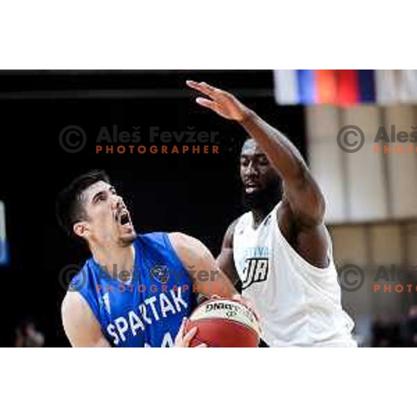 Danilo Nikolic of Spartak Subotica in action during ABA League 2025/2026 basketball match between Perspektiva Ilirija (SLO) and Spartak Subotica (SRB) in Hala Tivoli, Ljubljana, Slovenia on November 10, 2025. Photo: Filip Barbalic