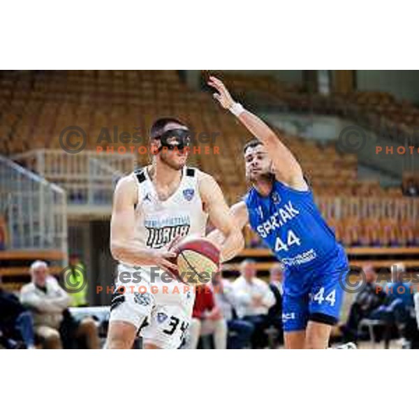 Bine Prepelic of Perspektiva Ilirija in action during ABA League 2025/2026 basketball match between Perspektiva Ilirija (SLO) and Spartak Subotica (SRB) in Hala Tivoli, Ljubljana, Slovenia on November 10, 2025. Photo: Filip Barbalic