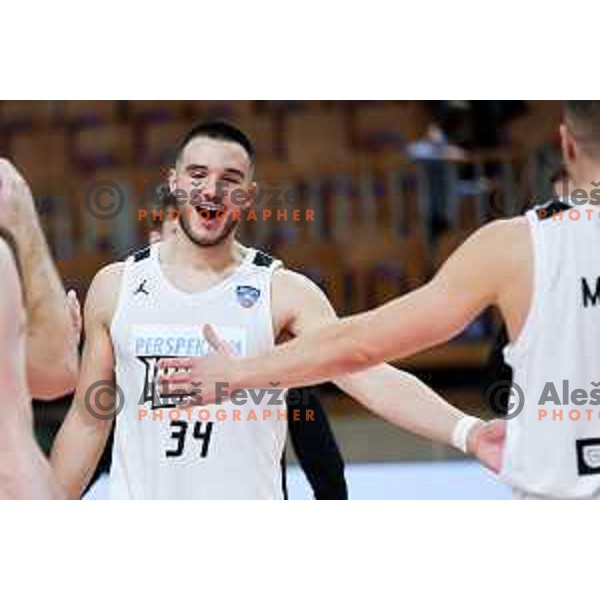 Bine Prepelic of Perspektiva Ilirija celebrates win in ABA League 2025/2026 basketball match between Perspektiva Ilirija (SLO) and Spartak Subotica (SRB) in Hala Tivoli, Ljubljana, Slovenia on November 10, 2025. Photo: Filip Barbalic