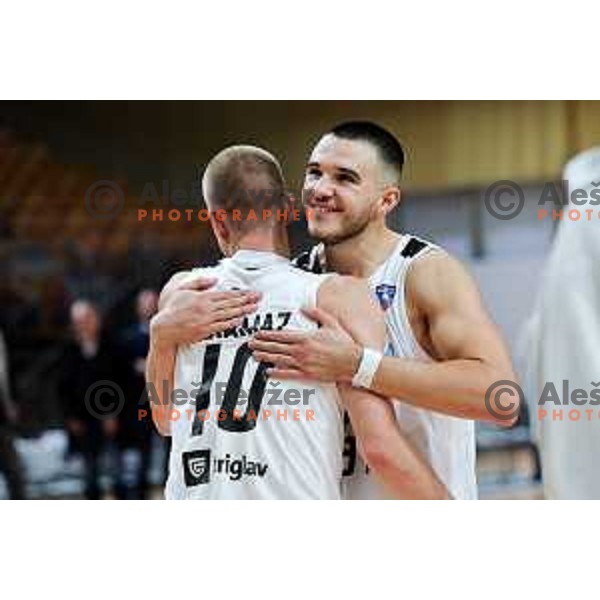 Bine Prepelic of Perspektiva Ilirija celebrates win in ABA League 2025/2026 basketball match between Perspektiva Ilirija (SLO) and Spartak Subotica (SRB) in Hala Tivoli, Ljubljana, Slovenia on November 10, 2025. Photo: Filip Barbalic
