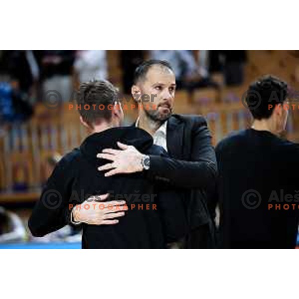 Head coach of Perspektiva Ilirija, Stipe Modric celebrates win in ABA League 2025/2026 basketball match between Perspektiva Ilirija (SLO) and Spartak Subotica (SRB) in Hala Tivoli, Ljubljana, Slovenia on November 10, 2025. Photo: Filip Barbalic