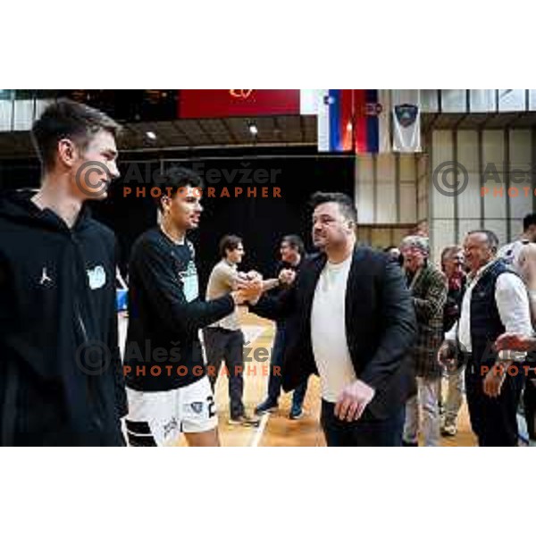 Tristan Vukotic of Perspektiva Ilirija and president of Perspektiva Ilirija, Marin Ribac celebrate win in ABA League 2025/2026 basketball match between Perspektiva Ilirija (SLO) and Spartak Subotica (SRB) in Hala Tivoli, Ljubljana, Slovenia on November 10, 2025. Photo: Filip Barbalic