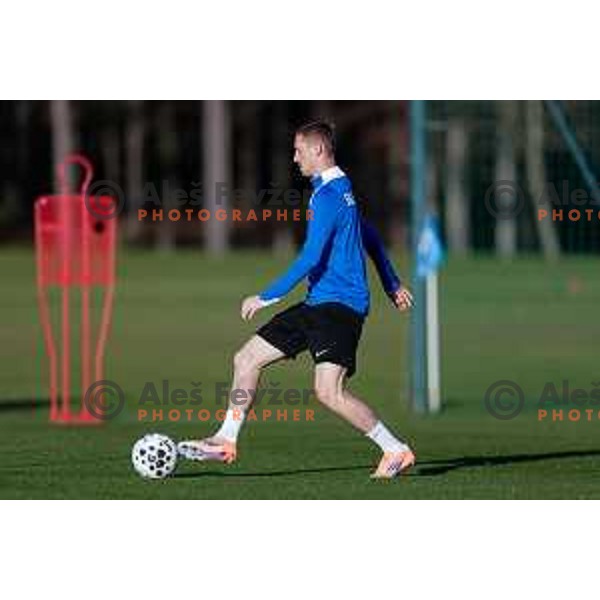 Zan Karnicnik of Slovenia Football team during practice session in NNC Brdo pri Kranju on November 11, 2025