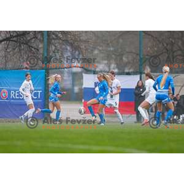 action during Women’s U-17 UEFA football match between Slovenia and Iceland in Catez ob Savi, Slovenia on November 11, 2025
