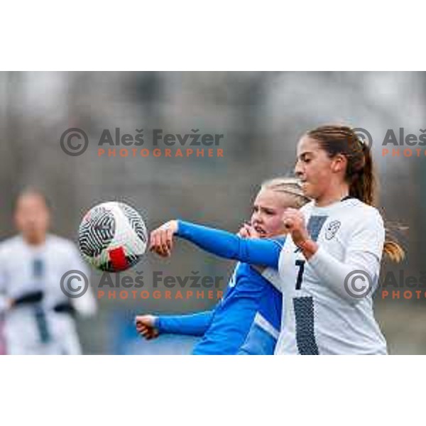 action during Women’s U-17 UEFA football match between Slovenia and Iceland in Catez ob Savi, Slovenia on November 11, 2025