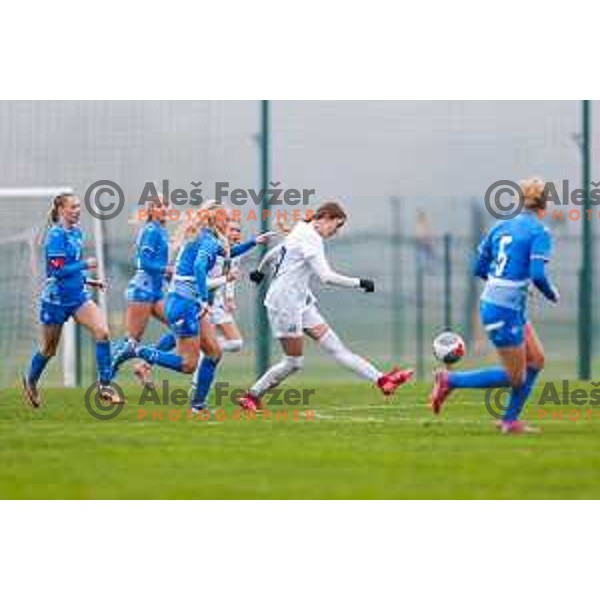 action during Women’s U-17 UEFA football match between Slovenia and Iceland in Catez ob Savi, Slovenia on November 11, 2025