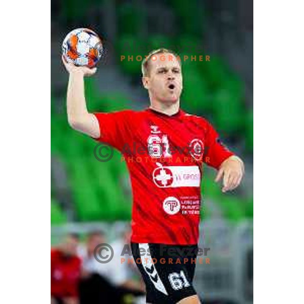 Stas Skube of RD LL Grosist Slovan in action during EHF Men’s European League 2025/2026 handball match between RD LL Grosist Slovan (SLO) and Fraikin BM. Granollers (ESP) in Stozice, Ljubljana, Slovenia on November 11, 2025. Photo: Filip Barbalic