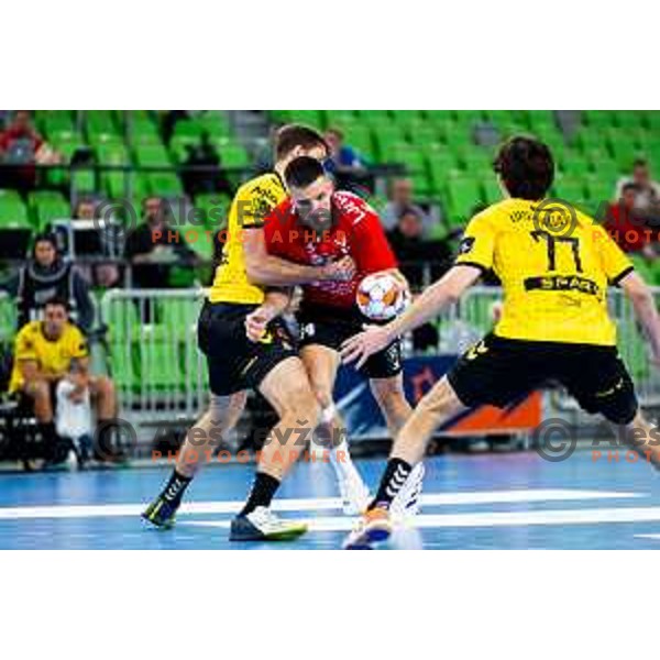 Leon Ljevar of RD LL Grosist Slovan in action during EHF Men’s European League 2025/2026 handball match between RD LL Grosist Slovan (SLO) and Fraikin BM. Granollers (ESP) in Stozice, Ljubljana, Slovenia on November 11, 2025. Photo: Filip Barbalic