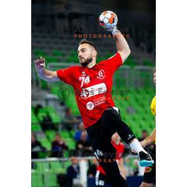 Bruno Vili Zobec of RD LL Grosist Slovan in action during EHF Men’s European League 2025/2026 handball match between RD LL Grosist Slovan (SLO) and Fraikin BM. Granollers (ESP) in Stozice, Ljubljana, Slovenia on November 11, 2025. Photo: Filip Barbalic