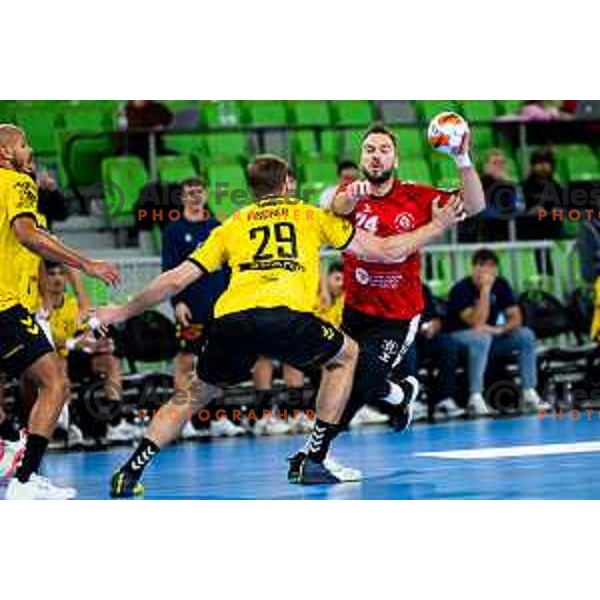 Bruno Vili Zobec of RD LL Grosist Slovan in action during EHF Men’s European League 2025/2026 handball match between RD LL Grosist Slovan (SLO) and Fraikin BM. Granollers (ESP) in Stozice, Ljubljana, Slovenia on November 11, 2025. Photo: Filip Barbalic