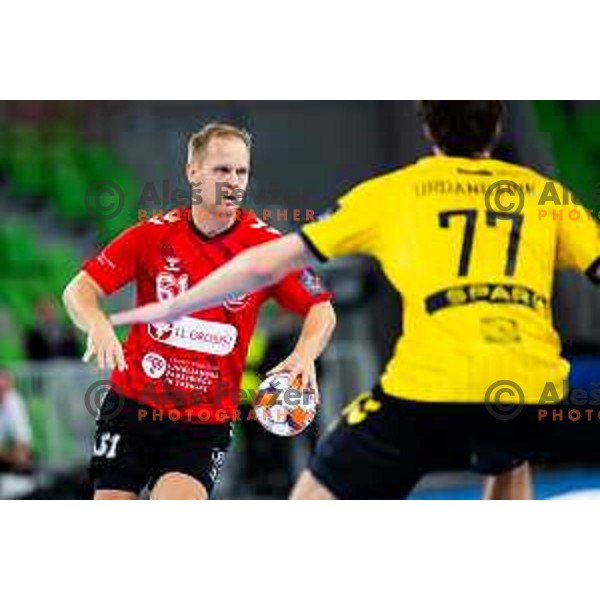 Stas Skube of RD LL Grosist Slovan in action during EHF Men’s European League 2025/2026 handball match between RD LL Grosist Slovan (SLO) and Fraikin BM. Granollers (ESP) in Stozice, Ljubljana, Slovenia on November 11, 2025. Photo: Filip Barbalic