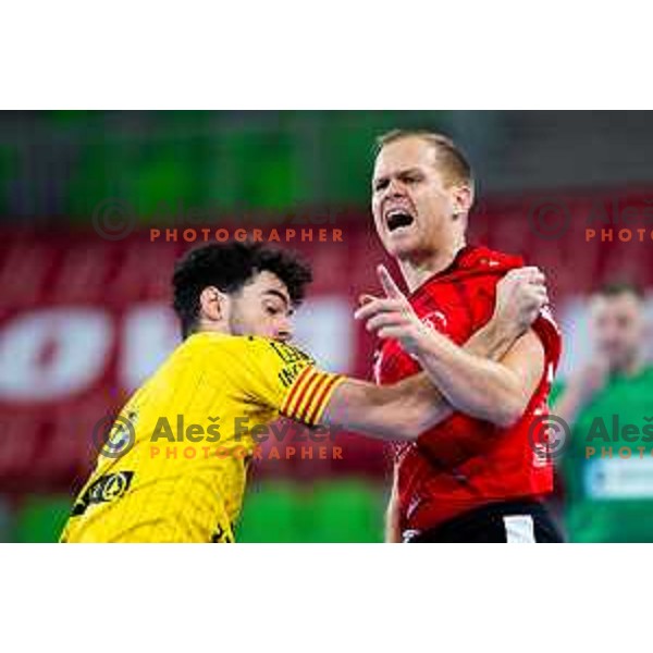 Stas Skube of RD LL Grosist Slovan in action during EHF Men’s European League 2025/2026 handball match between RD LL Grosist Slovan (SLO) and Fraikin BM. Granollers (ESP) in Stozice, Ljubljana, Slovenia on November 11, 2025. Photo: Filip Barbalic