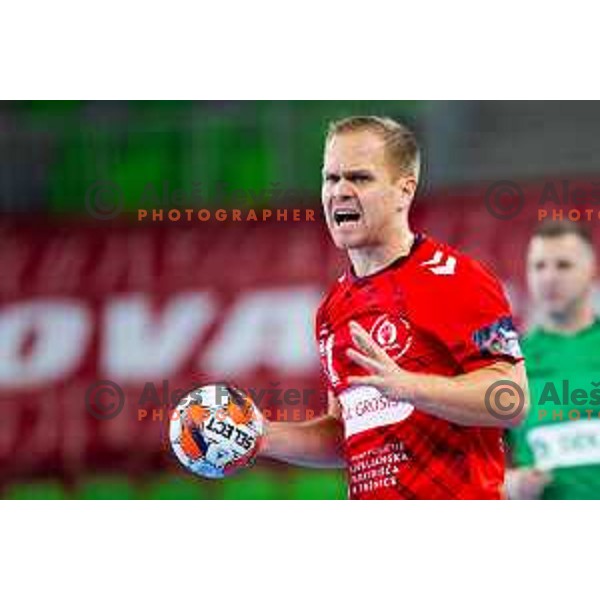 Stas Skube of RD LL Grosist Slovan in action during EHF Men’s European League 2025/2026 handball match between RD LL Grosist Slovan (SLO) and Fraikin BM. Granollers (ESP) in Stozice, Ljubljana, Slovenia on November 11, 2025. Photo: Filip Barbalic