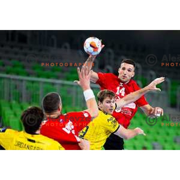 Leon Ljevar of RD LL Grosist Slovan in action during EHF Men’s European League 2025/2026 handball match between RD LL Grosist Slovan (SLO) and Fraikin BM. Granollers (ESP) in Stozice, Ljubljana, Slovenia on November 11, 2025. Photo: Filip Barbalic