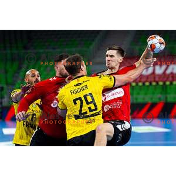 Tadej Kljun of RD LL Grosist Slovan in action during EHF Men’s European League 2025/2026 handball match between RD LL Grosist Slovan (SLO) and Fraikin BM. Granollers (ESP) in Stozice, Ljubljana, Slovenia on November 11, 2025. Photo: Filip Barbalic