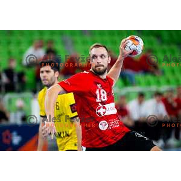 Gal Marguc of RD LL Grosist Slovan in action during EHF Men’s European League 2025/2026 handball match between RD LL Grosist Slovan (SLO) and Fraikin BM. Granollers (ESP) in Stozice, Ljubljana, Slovenia on November 11, 2025. Photo: Filip Barbalic