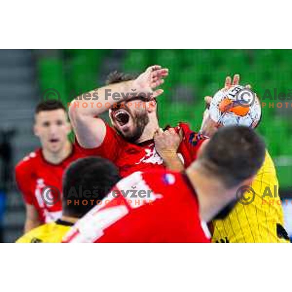 Bruno Vili Zobec of RD LL Grosist Slovan in action during EHF Men’s European League 2025/2026 handball match between RD LL Grosist Slovan (SLO) and Fraikin BM. Granollers (ESP) in Stozice, Ljubljana, Slovenia on November 11, 2025. Photo: Filip Barbalic