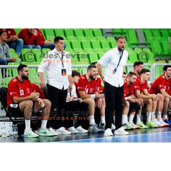 Head coach of RD LL Grosist Slovan, Uros Zorman in action during EHF Men’s European League 2025/2026 handball match between RD LL Grosist Slovan (SLO) and Fraikin BM. Granollers (ESP) in Stozice, Ljubljana, Slovenia on November 11, 2025. Photo: Filip Barbalic