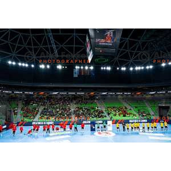 Players of Fraikin BM. Granollers and RD LL Grosist Slovan prior to the EHF Men’s European League 2025/2026 handball match between RD LL Grosist Slovan (SLO) and Fraikin BM. Granollers (ESP) in Stozice, Ljubljana, Slovenia on November 11, 2025. Photo: Filip Barbalic